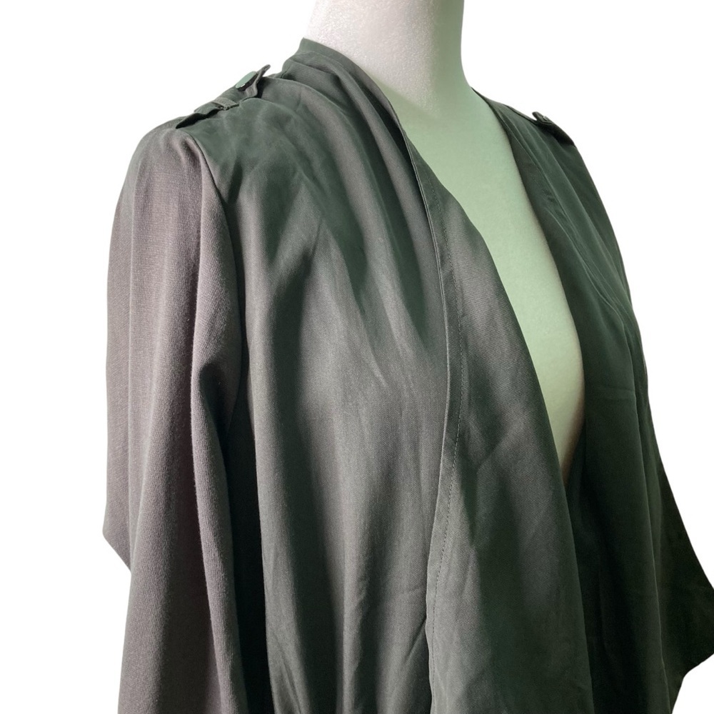 Carolina Belle Montreal Waterfall Open Front Draped Mixed Media Jacket (Size 1X) - Picture 3 of 13